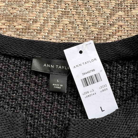 Ann Taylor Black Silver Sparkle Lady Jacket Cardigan Holiday Tweed Knit Large - Picture 4 of 6